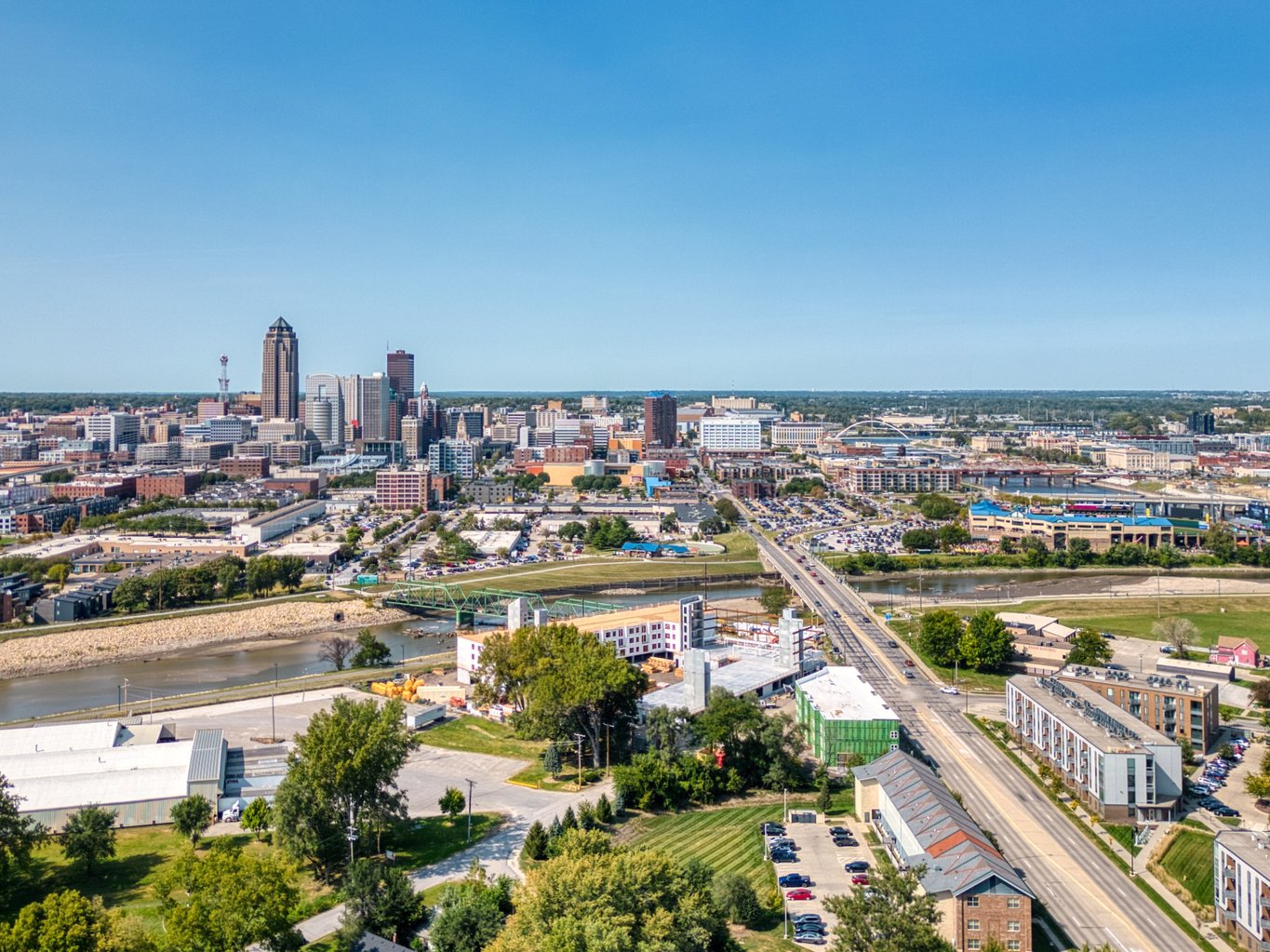 Aerial View of Downtown Des Moines