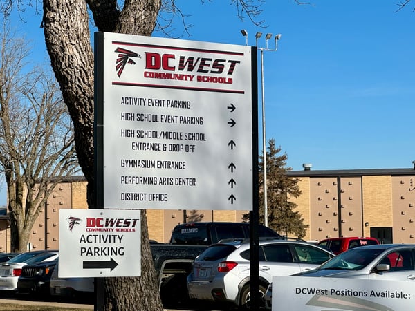 DC West Community Schools Sign