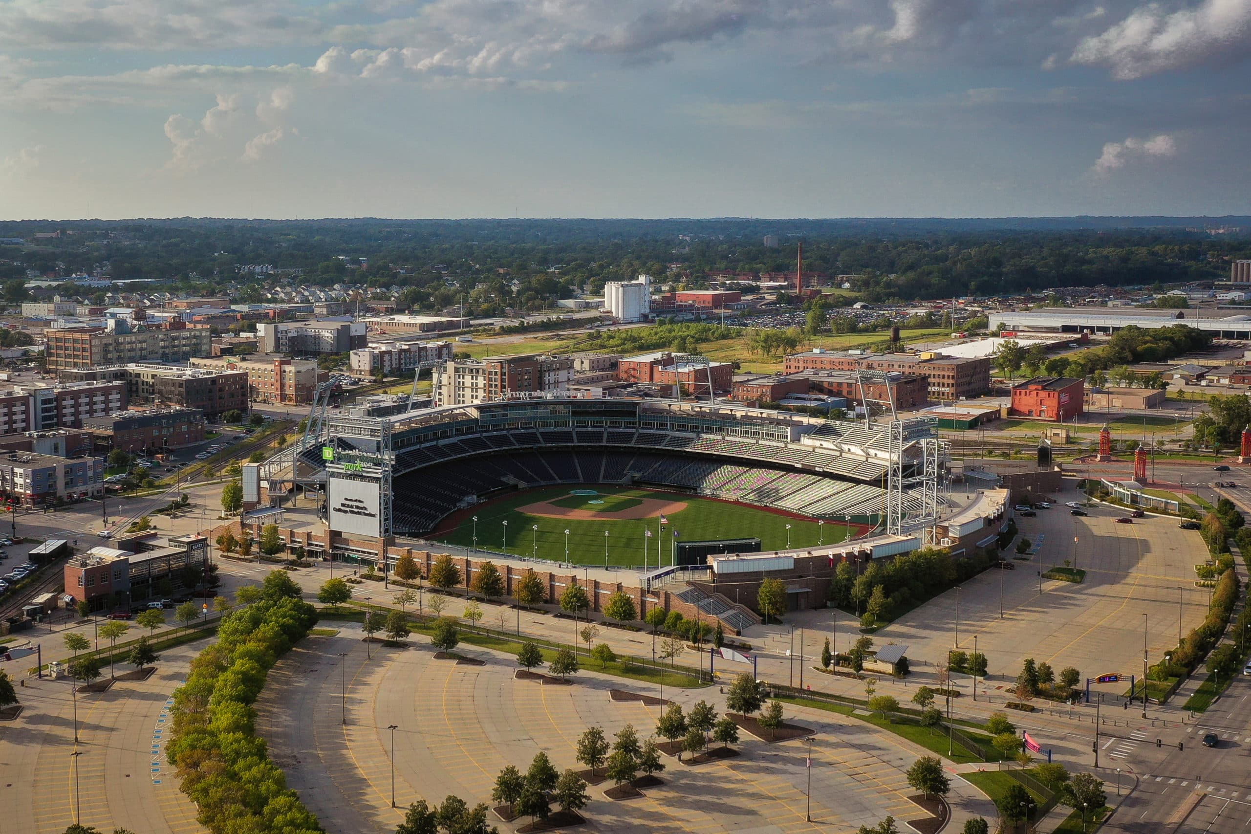 Aerial photo of Charles Schwab Field. 