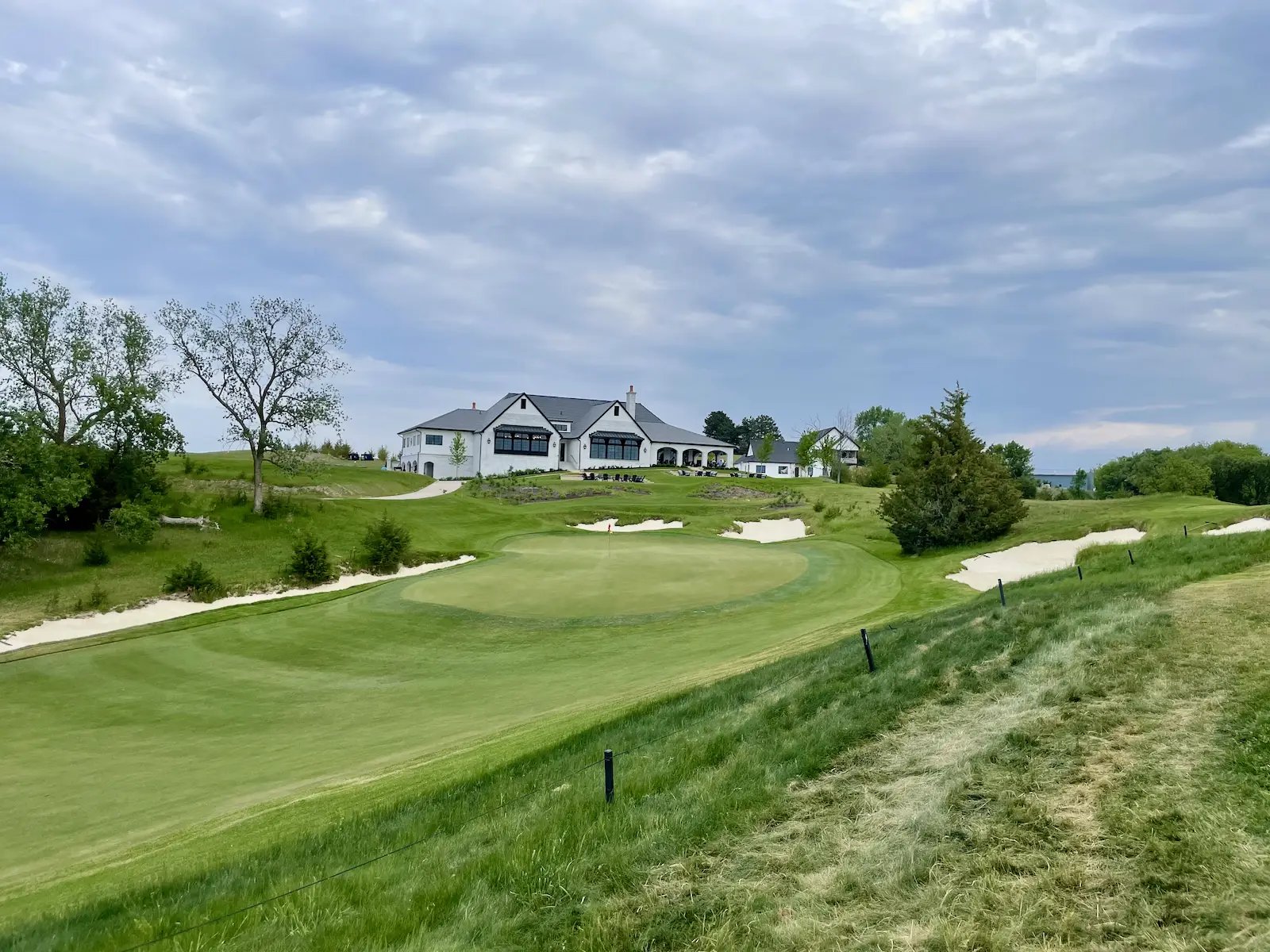 Looking at 18th green that overlooks the clubhouse at Lost Rail Golf Club in Gretna, Nebraska