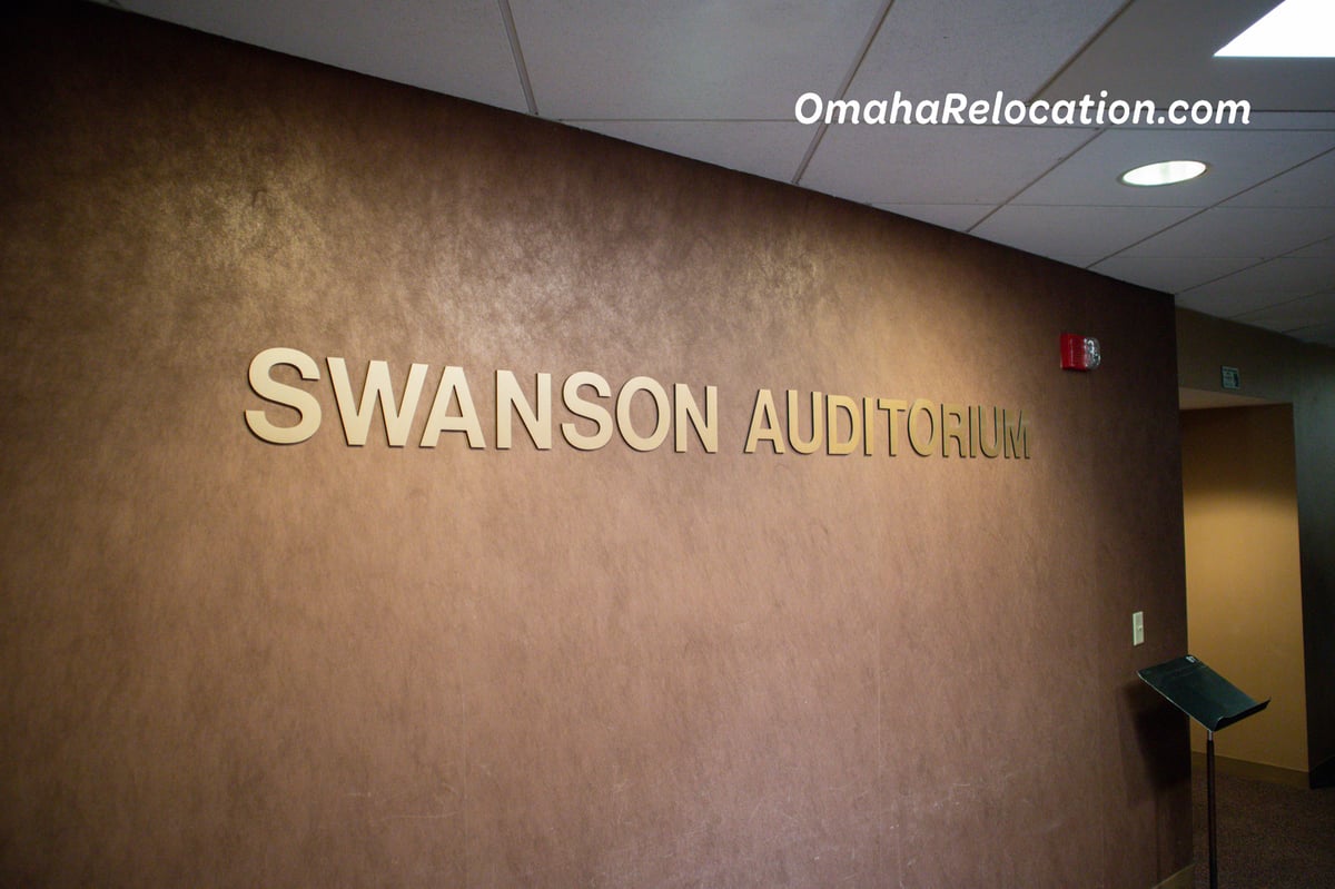 Sign to Entrance of Swanson Auditorium at Brownell Talbot School in Omaha