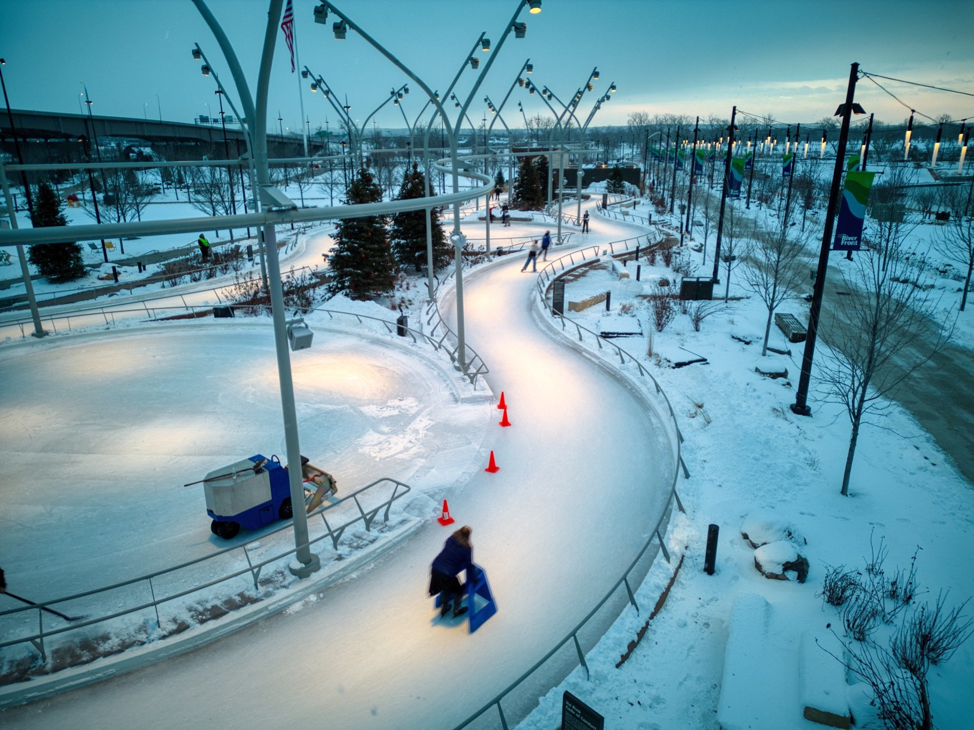 Ice Skaters at Ice Ribbon at Heartland of America Park in Omaha