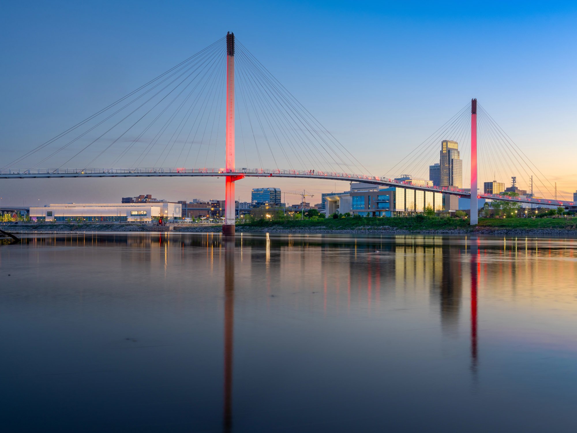 Bob Kerrey Pedestrian Bridge with Downtown Omaha in the Background