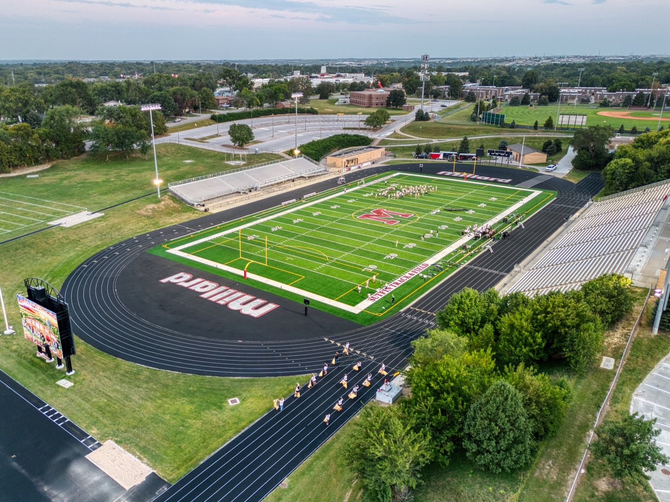 Aerial View of Buell Stadium at Millard South High School in Omaha, Nebraska