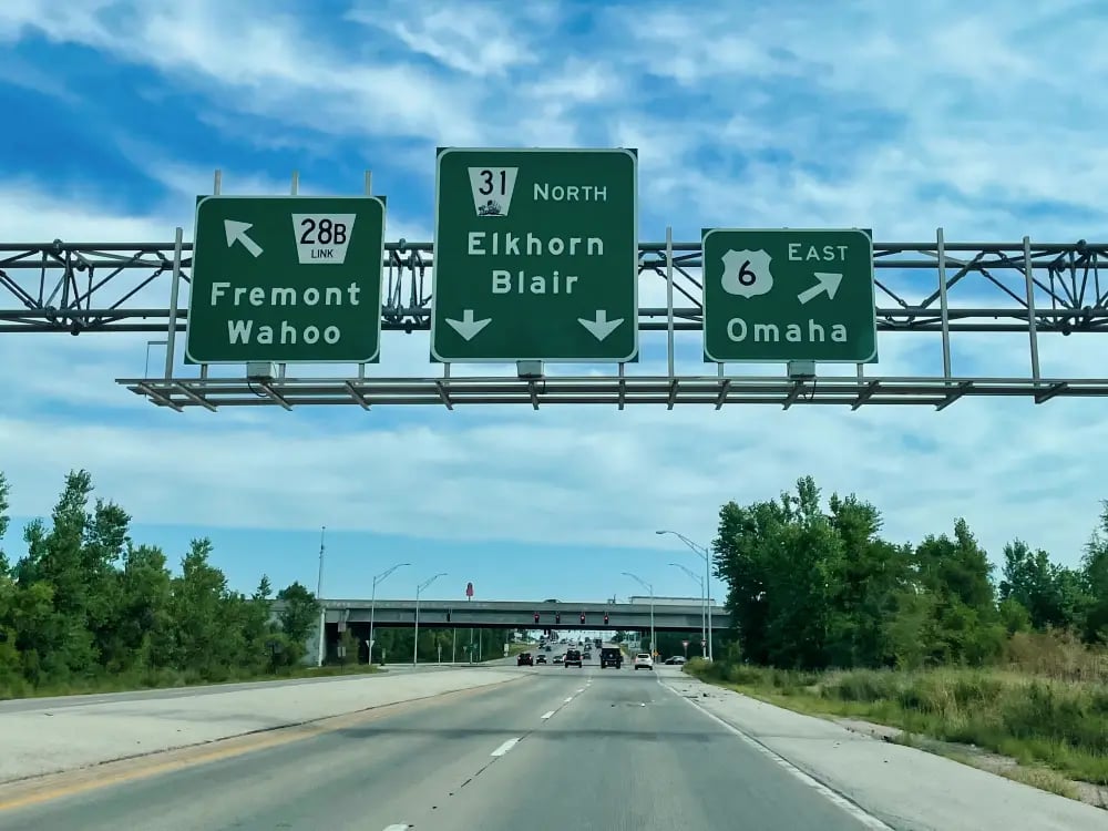 Road Signs Near Dodge St in Elkhorn, Nebraska