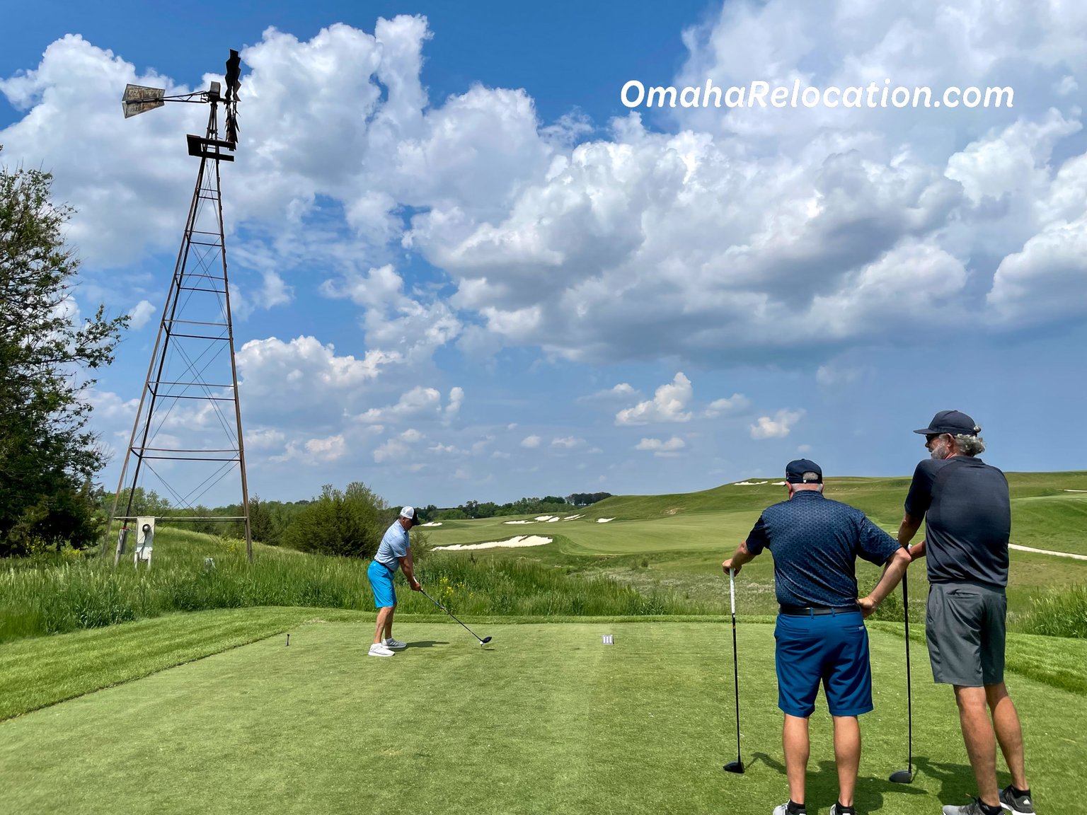 Windmill next to tee box at Lost Rail Golf Club