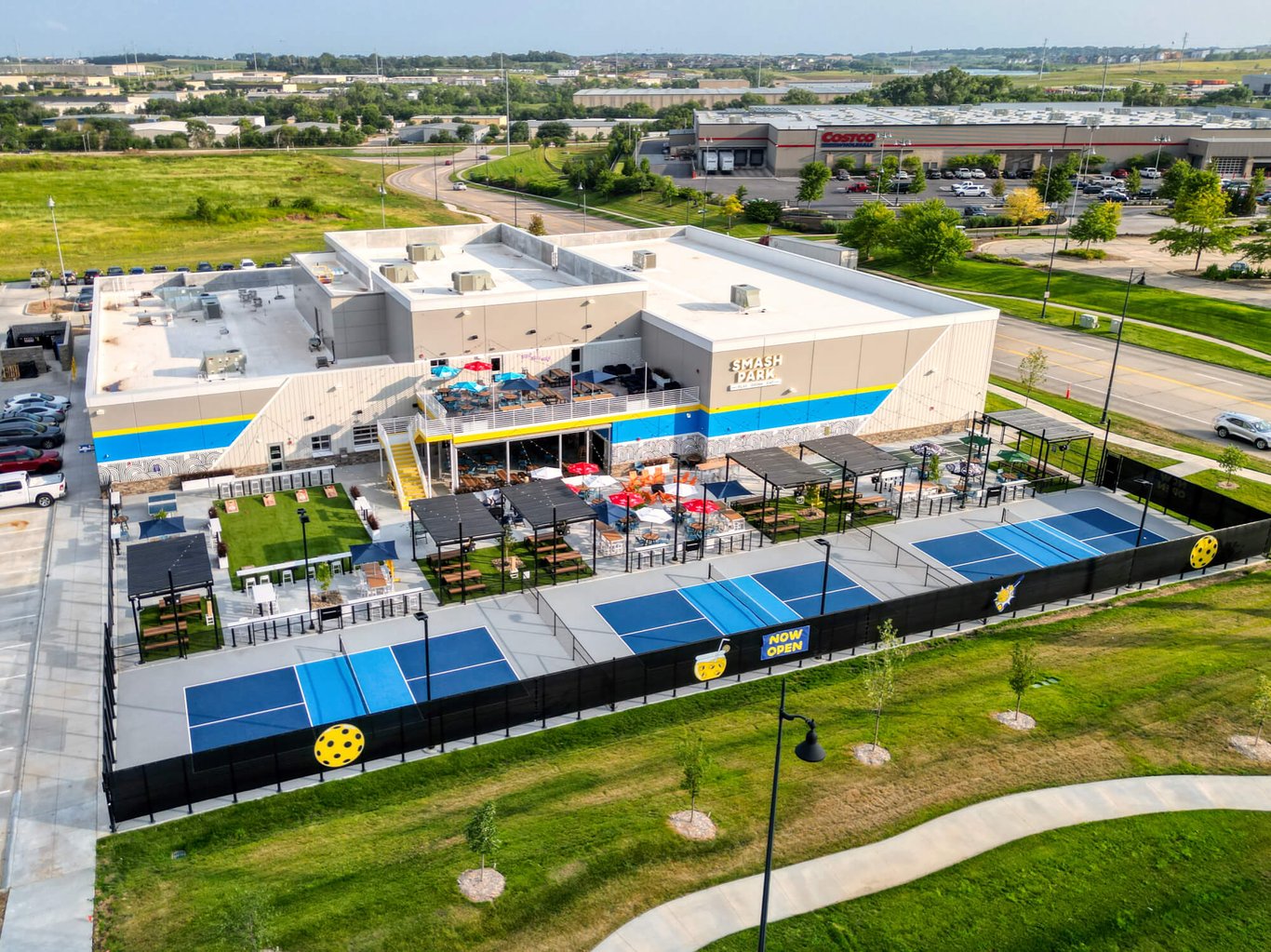 Aerial View of Smash Park in La, Vista Nebraska with Costco in Background