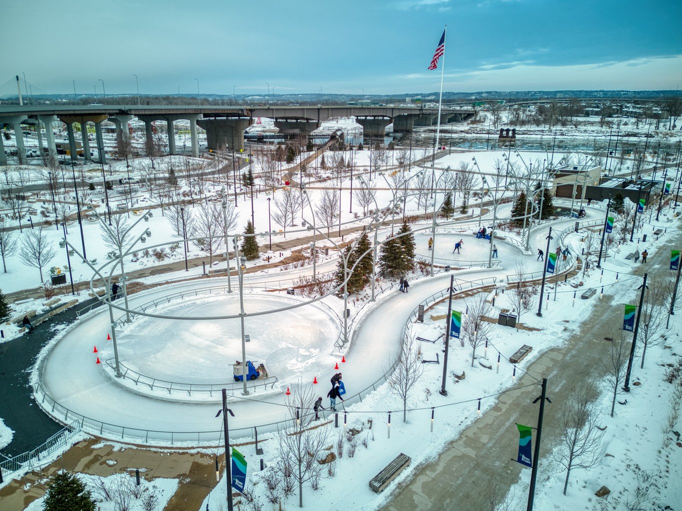 Skate Ribbon in Omaha With Missouri River and Iowa in the Background