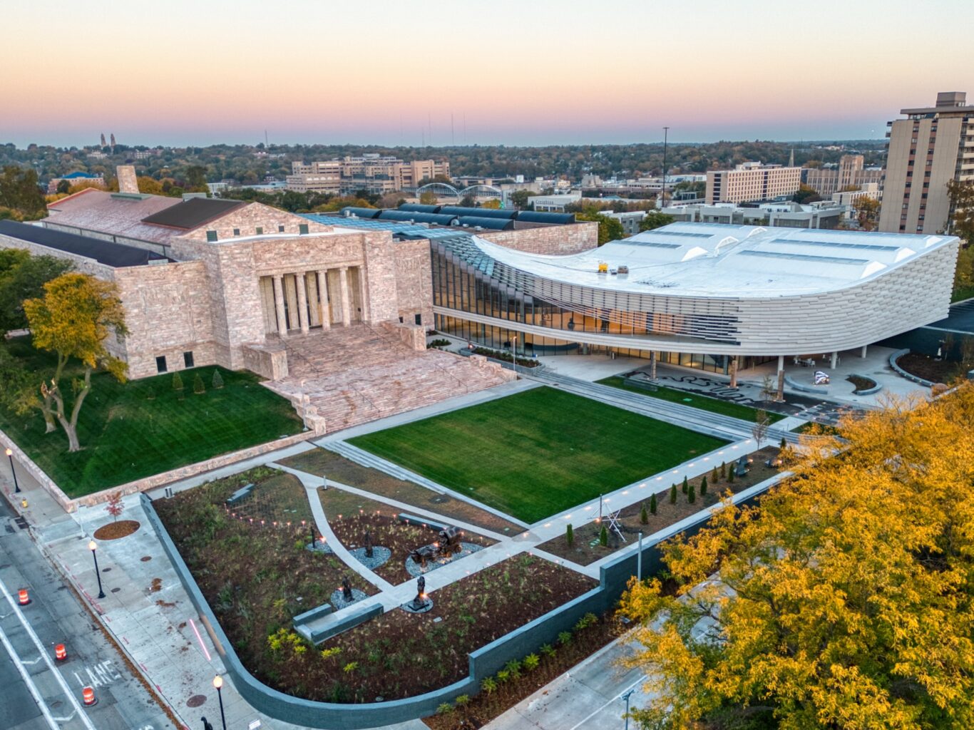 Aerial View of Joslyn Art Museum and Hawks Pavilion